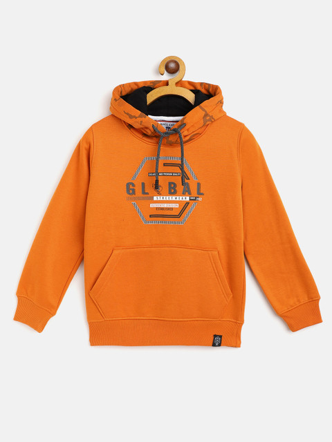 

Monte Carlo Boys Orange Typography Printed Hooded Sweatshirt