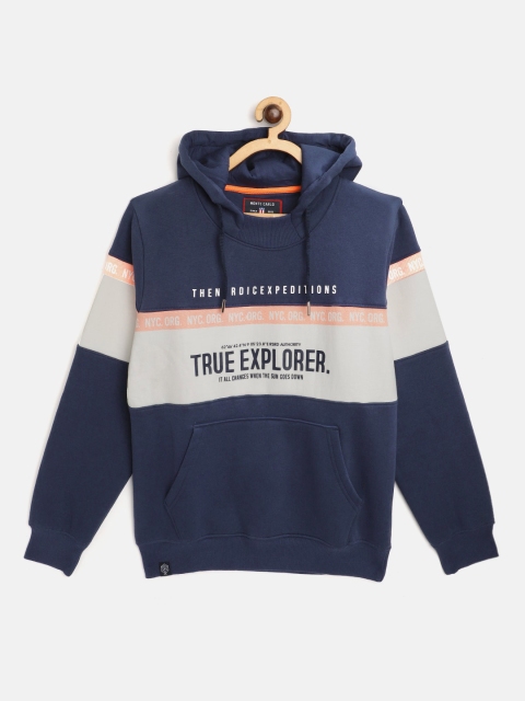 

Monte Carlo Boys Navy Blue & White Colourblocked Hooded Sweatshirt
