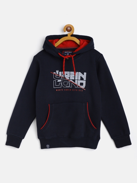 

Monte Carlo Boys Navy Blue Printed Hooded Sweatshirt