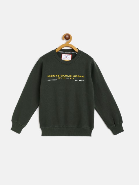 

Monte Carlo Boys Olive Green Brand Logo Printed Sweatshirt