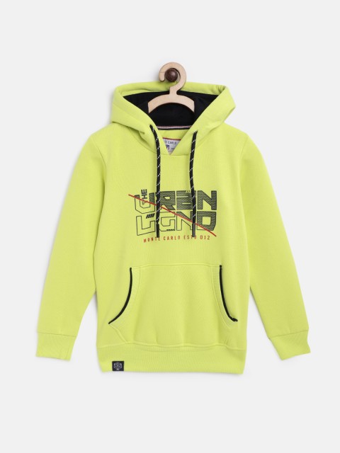 

Monte Carlo Boys Fluorescent Green Printed Hooded Sweatshirt