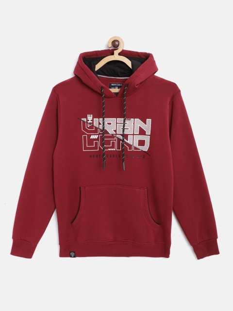 

Monte Carlo Boys Maroon Printed Hooded Sweatshirt