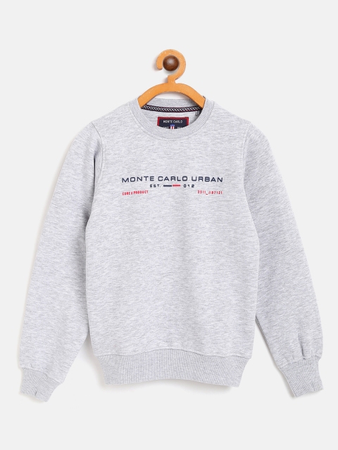 

Monte Carlo Boys Grey Melange & Navy Brand Logo Print Sweatshirt