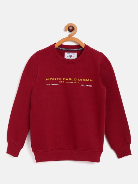 

Monte Carlo Boys Maroon & Mustard Yellow Brand Logo Print Sweatshirt