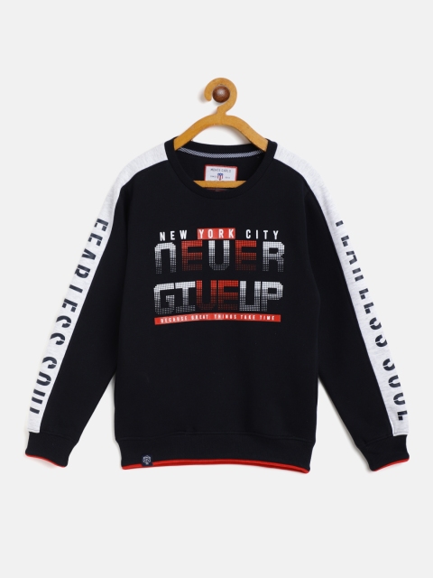 

Monte Carlo Boys Navy Blue & Grey Melange Printed Sweatshirt