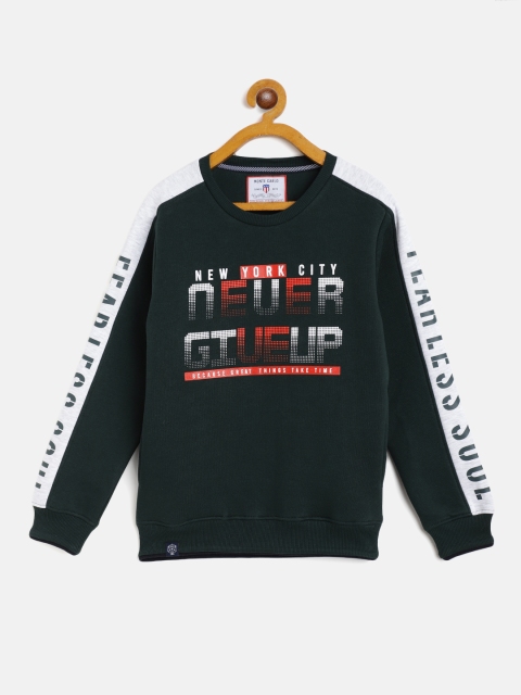 

Monte Carlo Boys Green & Grey Melange Printed Sweatshirt