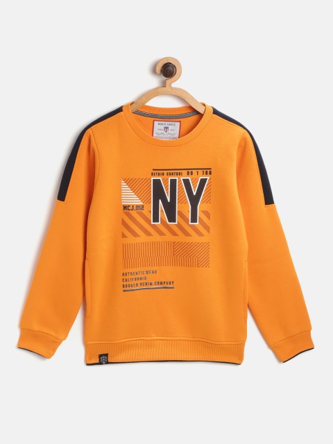 

Monte Carlo Boys Orange & Black Typography Print Sweatshirt