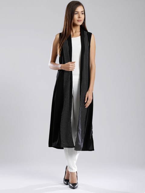 

W Black Dot Print Longline Shrug