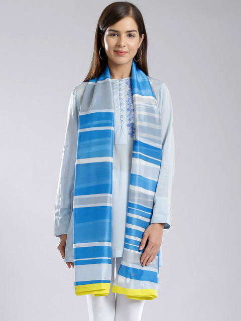 

W Blue & Grey Striped Dupatta