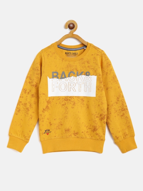 

Monte Carlo Boys Mustard Yellow & White Pure Cotton Printed Sweatshirt
