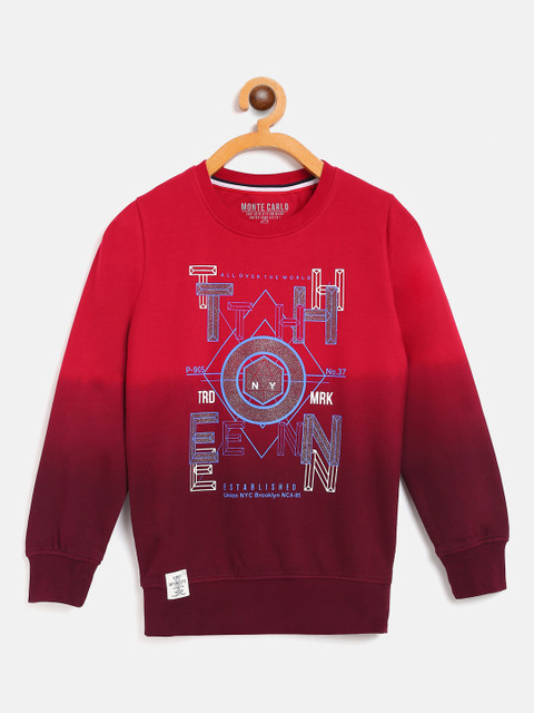 

Monte Carlo Boys Red & Blue Cotton Typography Print Sweatshirt