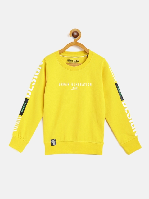 

Monte Carlo Boys Yellow & White Pure Cotton Placement Typographic Printed Sweatshirt