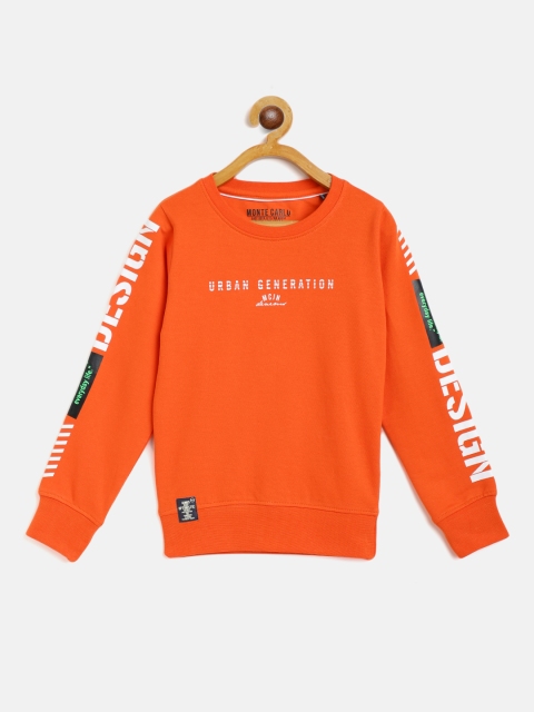 

Monte Carlo Boys Orange Cotton Printed Sweatshirt
