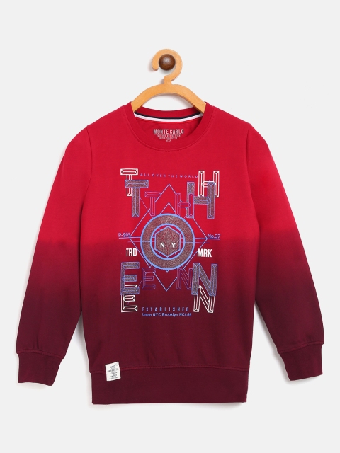 

Monte Carlo Boys Red & Blue Cotton Typography Print Sweatshirt