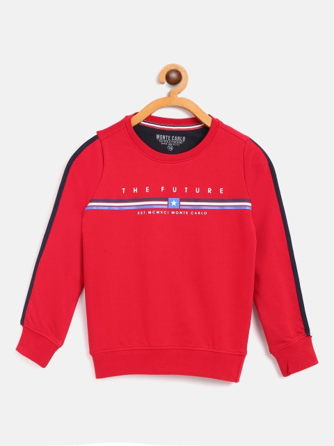 

Monte Carlo Boys Red & White Cotton Typography Print Sweatshirt