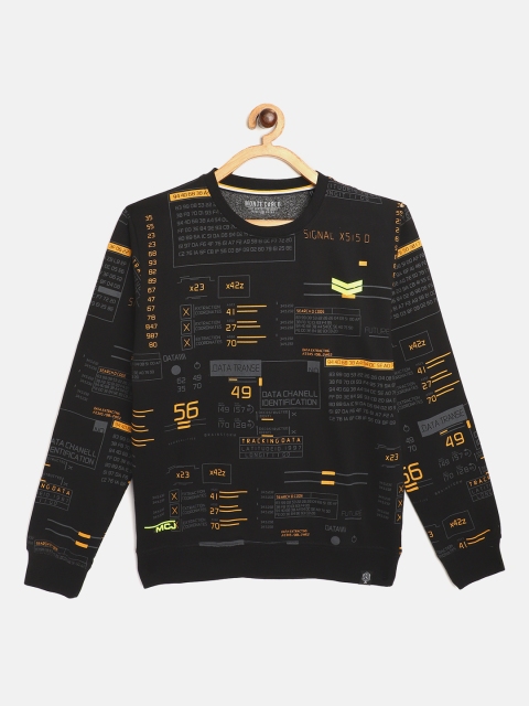 

Monte Carlo Boys Black & Charcoal Grey Alphanumeric Print Cotton Sweatshirt