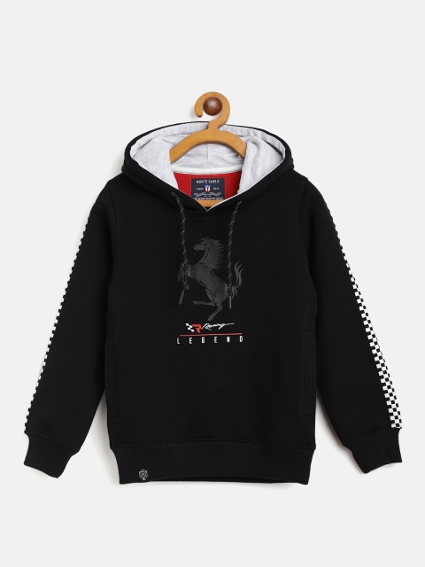

Monte Carlo Boys Black Flock Printed Hooded Sweatshirt