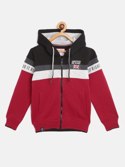 

Monte Carlo Boys Maroon & Black Colourblocked Hooded Sweatshirt