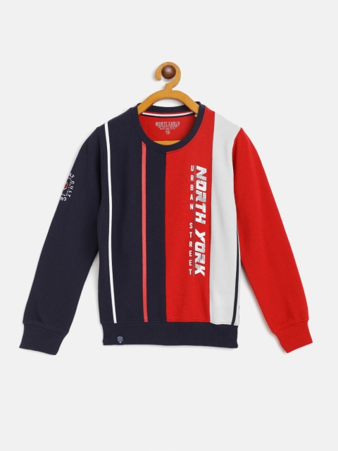 

Monte Carlo Boys Maroon & Navy Blue Cotton Striped Sweatshirt