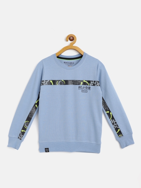 

Monte Carlo Boys Blue Pure Cotton Solid Sweatshirt with Printed Detail