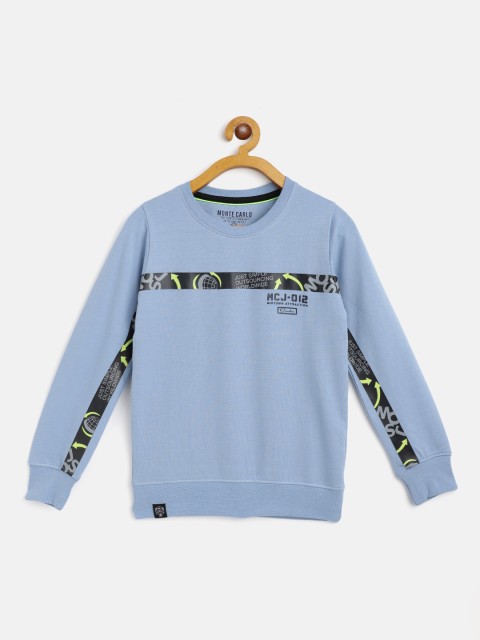 

Monte Carlo Boys Blue Pure Cotton Solid Sweatshirt with Printed Detail
