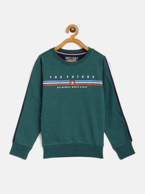 

Monte Carlo Boys Dark Green Cotton Typography Printed Sweatshirt