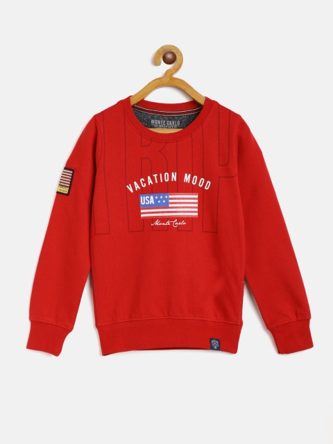 

Monte Carlo Boys Red Pure Cotton Printed Sweatshirt