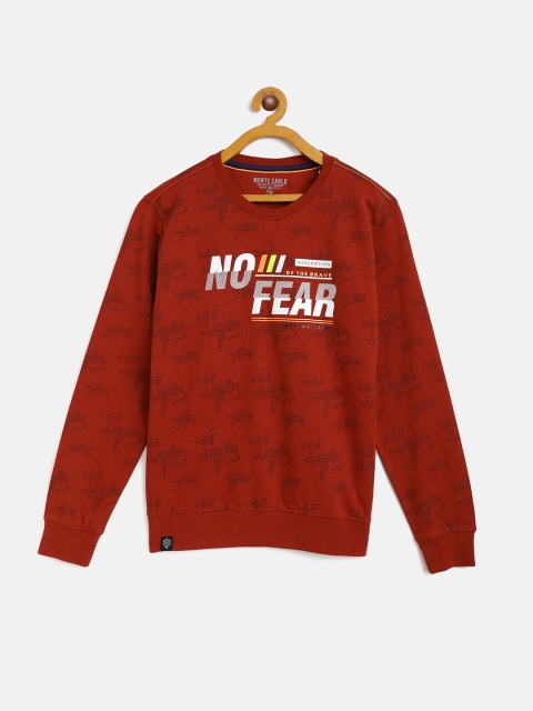 

Monte Carlo Boys Maroon & White Typography Print Pure Cotton Sweatshirt