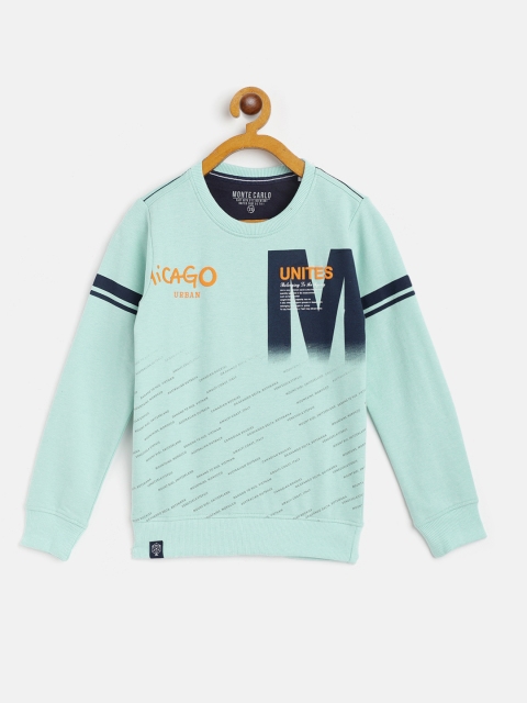 

Monte Carlo Boys Sea Green & Navy Blue Cotton Printed Sweatshirt