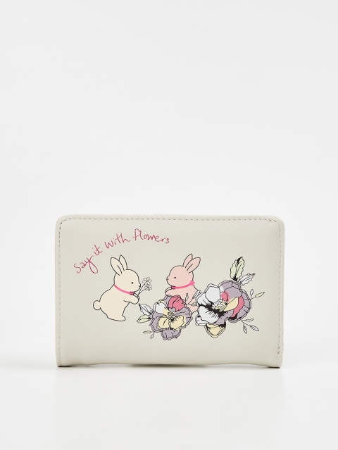 

Ginger by Lifestyle Women Cream-Coloured & Pink Graphic Printed Synthetic Card Holder