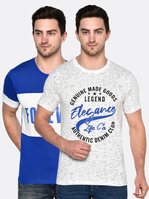 

ELEGANCE Men Pack Of 2 Printed T-shirt, White