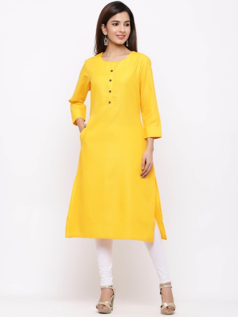 

ZOLA Women Yellow Pure Cotton A-Line Kurta