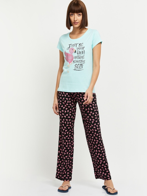 

Max Women Blue & Black Printed Night suit