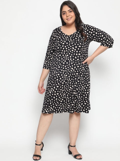 

Amydus Women Black and Off-White Printed A-Line Dress