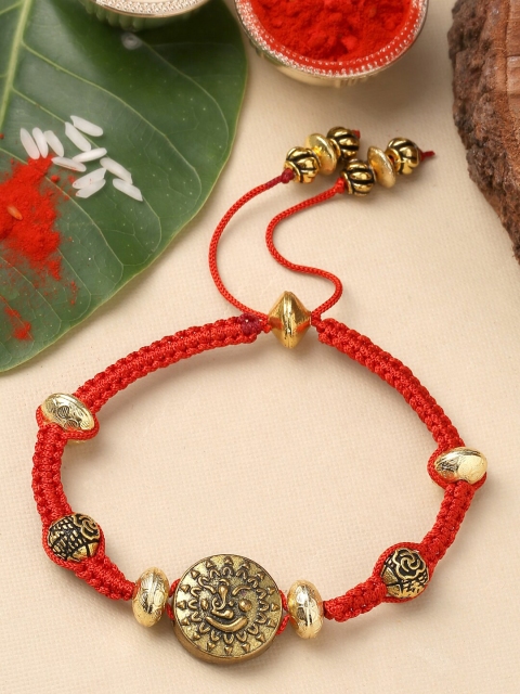 

Tistabene Gold Plated & Red Ganpati Oxidised Rakhi