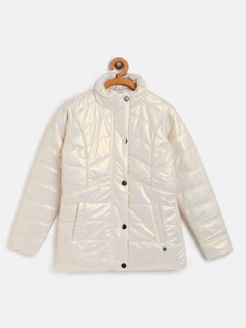 

Monte Carlo Girls Off White Solid Padded Jacket with Sheen Effect