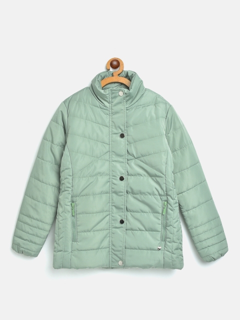 

Monte Carlo Girls Mint Green Solid Fleece Lined Padded Jacket