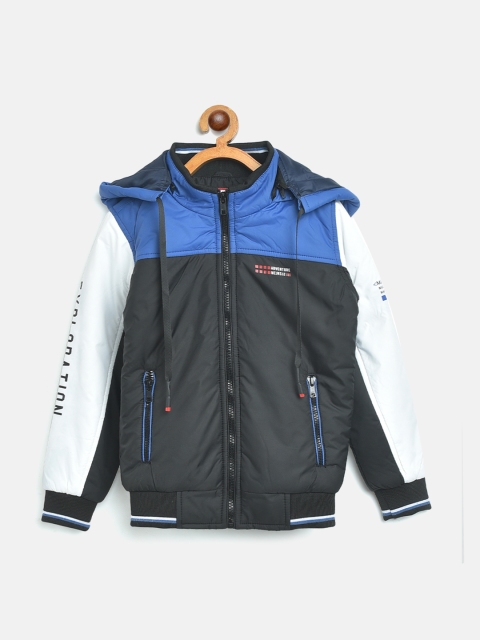 

Monte Carlo Boys Black & Blue Colourblocked Hooded Bomber Jacket