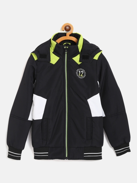 

Monte Carlo Boys Black & White Colourblocked Hooded Bomber Jacket