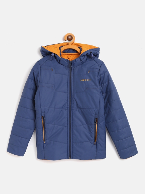 

Monte Carlo Boys Navy Blue Solid Hooded Padded Jacket