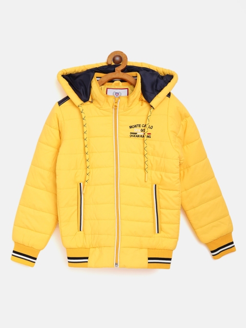 

Monte Carlo Boys Yellow Solid Hooded Padded Bomber Jacket