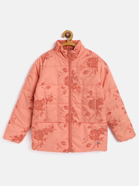 

Monte Carlo Girls Peach-Coloured Floral Print Padded Jacket
