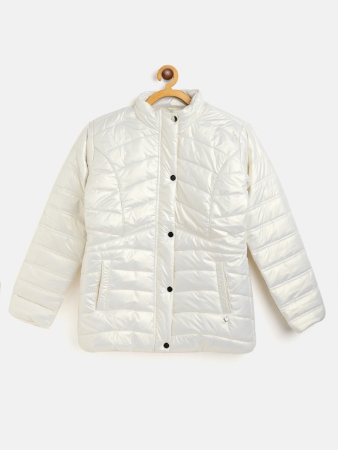 

Monte Carlo Girls Off White Solid Sheen Effect Puffer Jacket