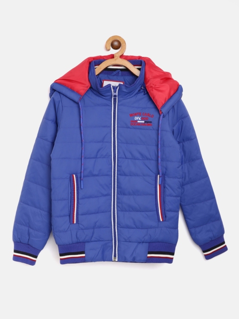 

Monte Carlo Boys Blue Solid Hooded Padded Bomber Jacket