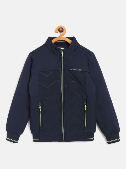 

Monte Carlo Boys Navy Blue Chevron Patterned Bomber Jacket