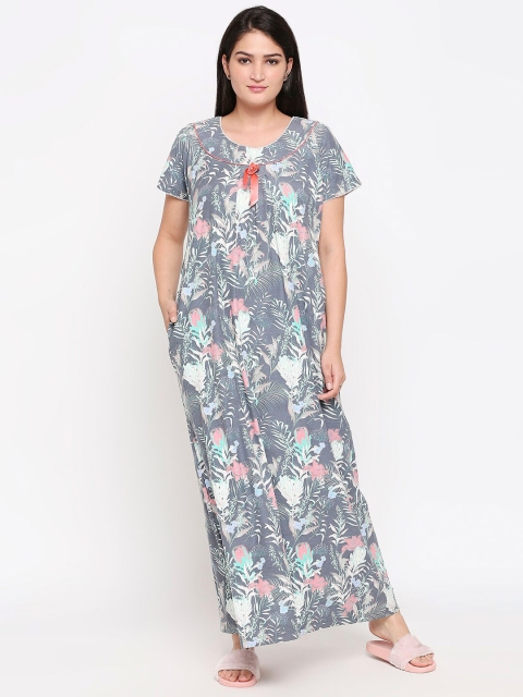 

XIN Grey Printed Maxi Nightdress