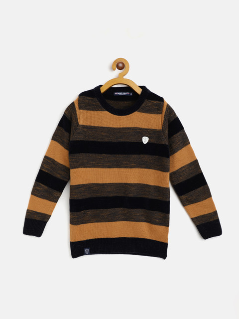 

Monte Carlo Boys Navy Blue & Camel Brown Striped Pullover