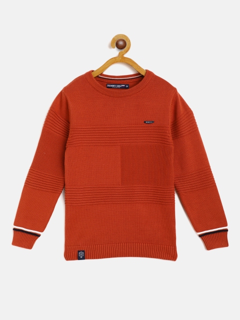 

Monte Carlo Boys Rust Orange Self-Striped Knit Pure Cotton Pullover