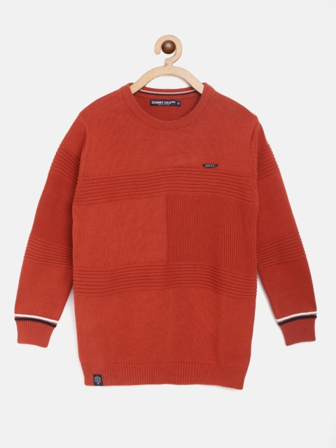 

Monte Carlo Boys Rust Red Self Striped Pure Cotton Pullover