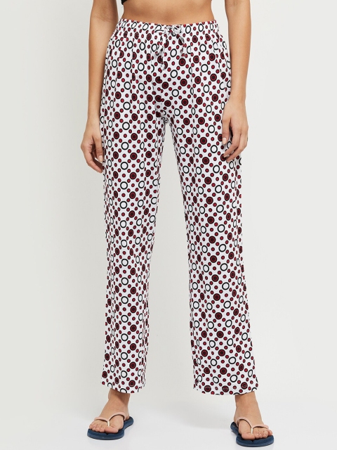 

max Women White & Red Printed Cotton Lounge Pants